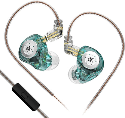 keephifi KZ EDX Pro in Ear Monitors KZ IEM Earphones with Microphone, Dual DD HiFi Stereo Sound Wired Earphones Noise Cancelling Earbuds (Cyan, with Mic)