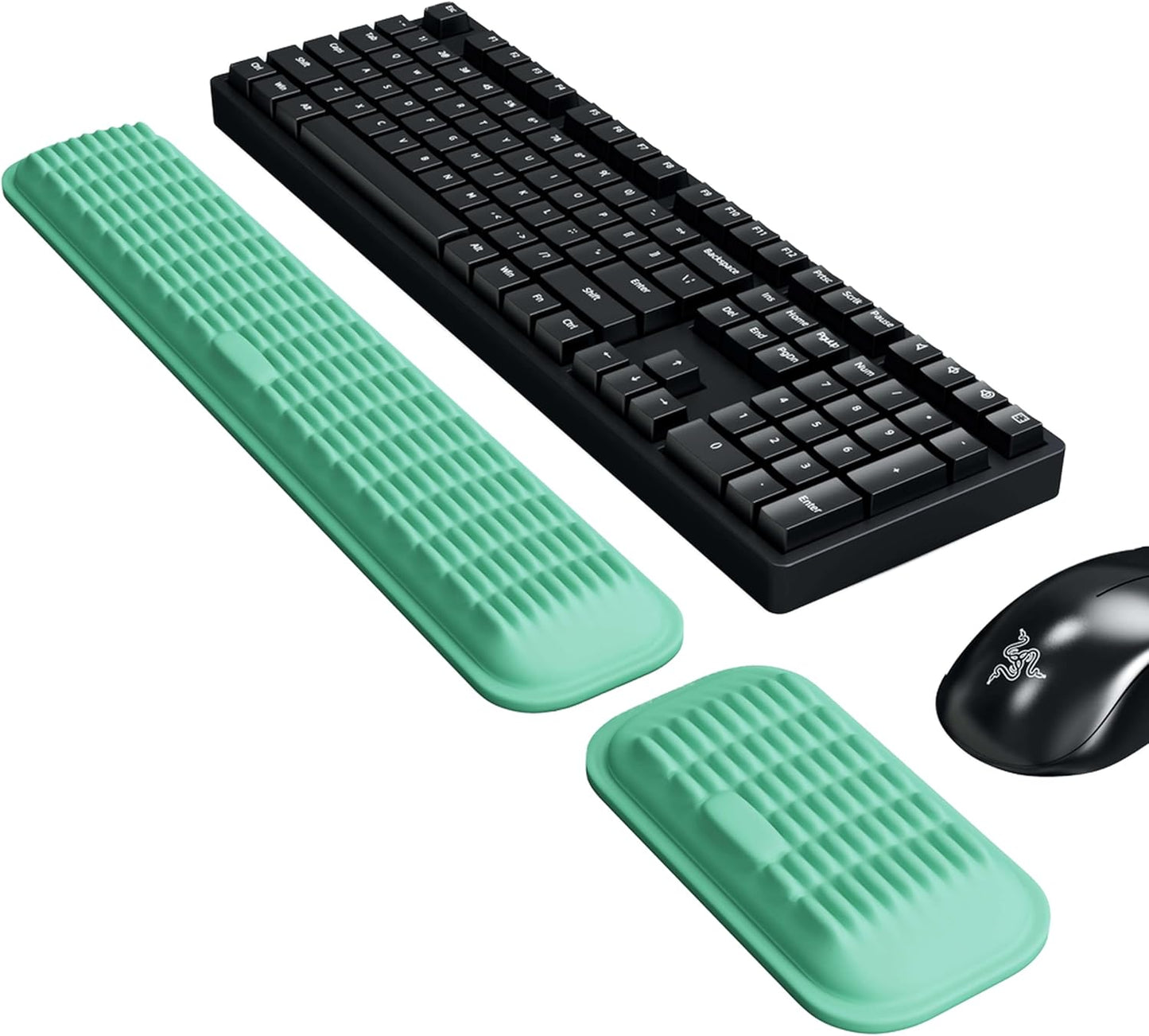 MEKASS Ergonomic Wrist Rest for Keyboard and Mouse, Soft Memory Foam Keyboard Wrist Rest Set with Non-Slip Silicone Base, Easy Typing, Pain Relief, Comfort for Office, Work, Gaming (Green)