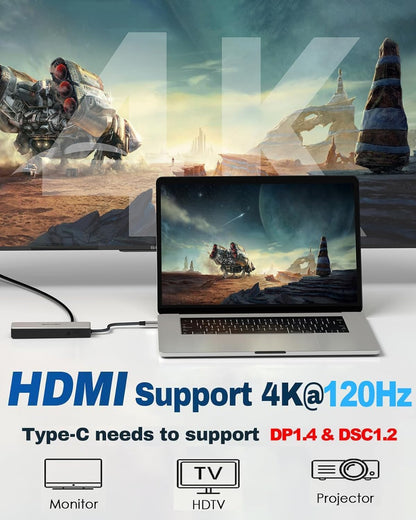 USB C Hub 2.5G Ethernet, WAVLINK 10Gbps USB C 3.2 Hub with 100W Power Delivery, 4K@120Hz HDMI 2.1, 3*USB3.2 Gen 2, 2.5G RJ45 Ports, Fit for MacBook Pro/Air iPad Dell HP Lenovo Asus Acer