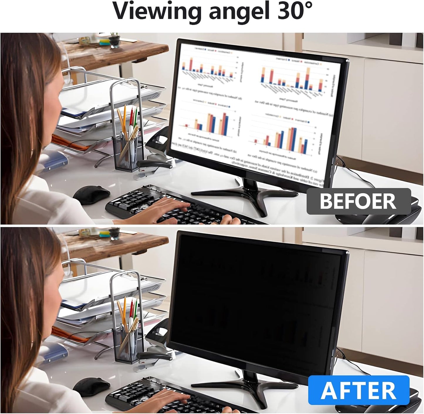 Computer Privacy Screen Protector 23.8 Inch with Hp Dell Acer Asus LG and More, Removable Security Shield Filter for 16:9 Aspect Ratio Monitor Like ViewSonic Sceptre(23.8" Diagonal 16:9 1 Pack)