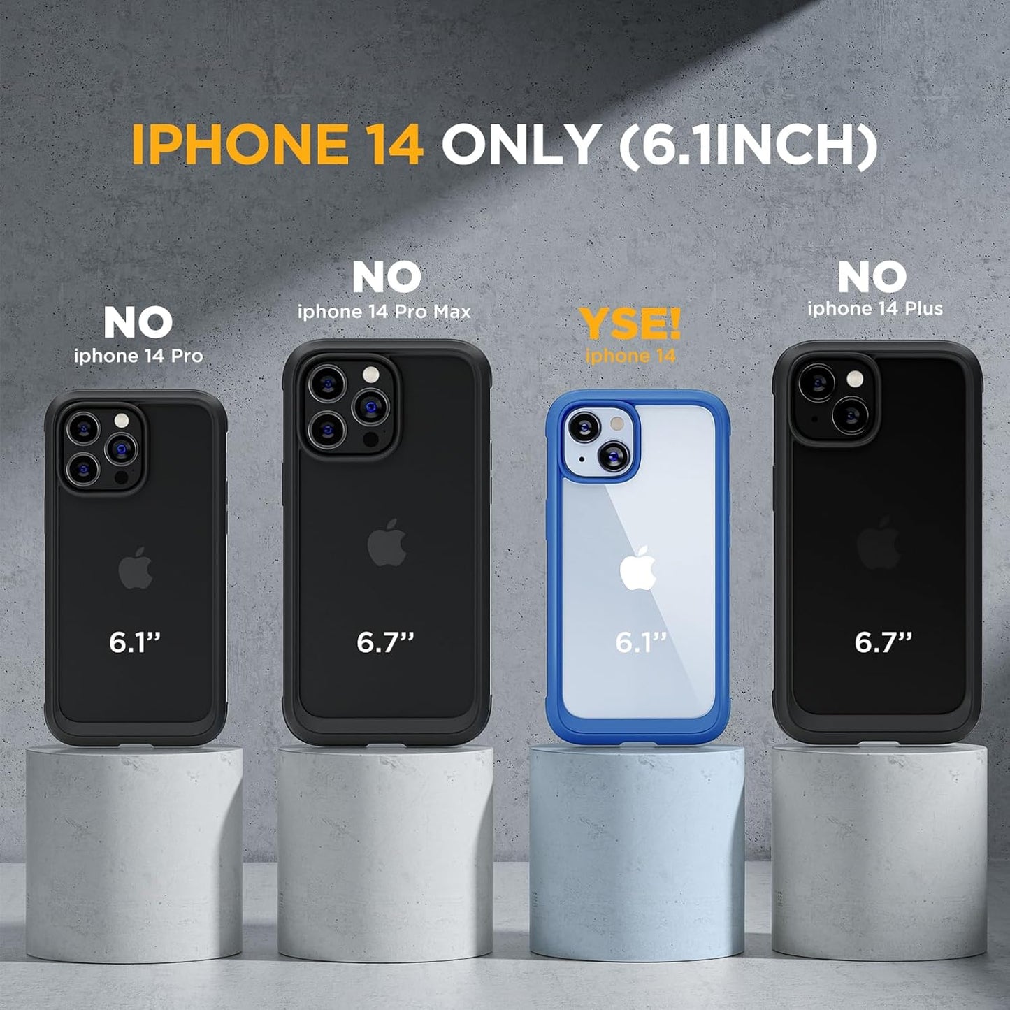 Miracase Glass Series for iPhone 14 Case 6.1 inch, [Built-in Tempered Glass Screen Protector] [Bubble Free] Full-Body Protective Bumper Phone Case with Camera Lens Protector, Blue