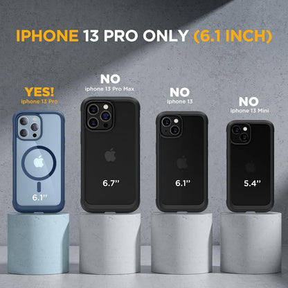 Miracase Magnetic Glass for iPhone 13 Pro Case,Compatible with MagSafe,Full-Body Bumper with Shockproof Military-Grade,Built-in 9H Tempered Glass Screen Protector for iPhone 13 Pro,Dark Blue