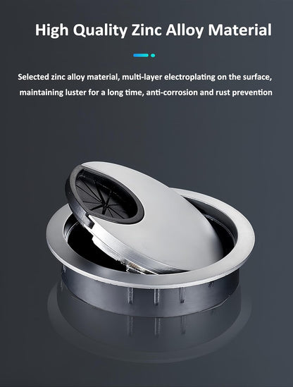 3 Pcs Satin Nickel Metal Cable Grommet, Zinc Alloy Desk Table Grommet Cable Cord Hole Cover for Home and Office, Fits 2inchs Hole 50MM Brushed Silver