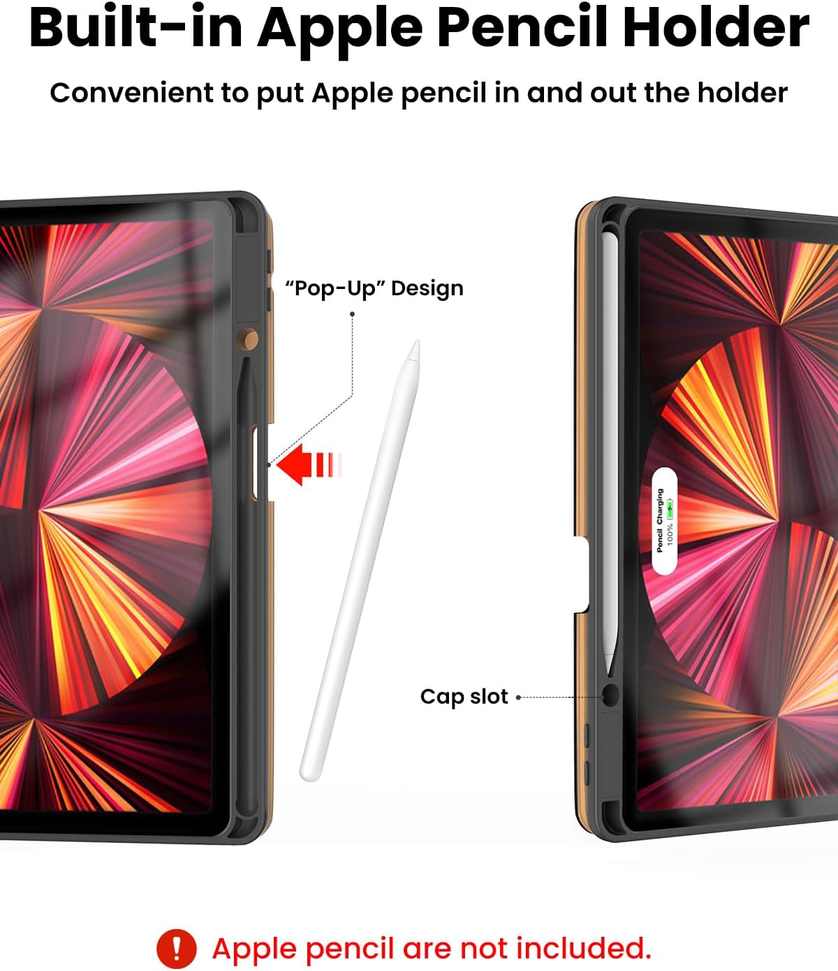 Leather Keyboard Case for iPad Air 5th 4th Generation 10.9 inch Pro 11 1st/2nd/3rd/4th, 7 Color Backlight BT Keyboard Folio with Pencil Holder 2022 2021 2020 2018 (Black