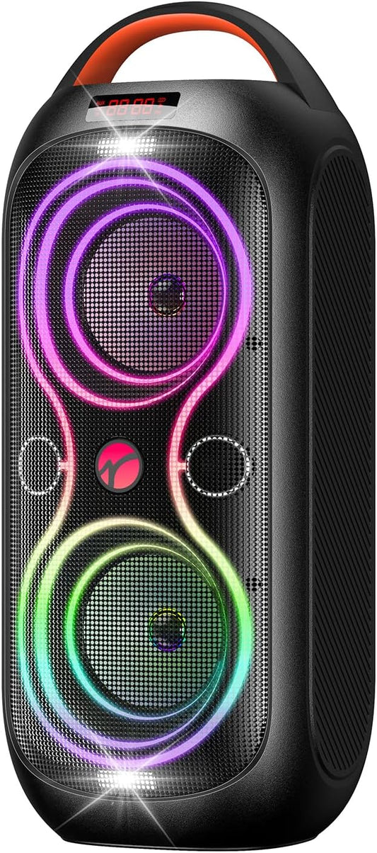 Portable Bluetooth Speakers with 120dB Loud Sound|Beat-Driven Light Show, 5 RGB Modes, Bluetooth 5.3, USB/TF/AUX/FM/Mic Input/TWS | Portable for Party, Camping, Tailgating, Backyard, Indoor Gatherings