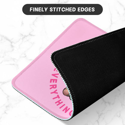 ITNRSIIET Mouse Pad with Stitched Edge Premium Textured Smooth Precise Operation Waterproof Washable Non-Slip Rubber Base Desktop Protection Mat, 10.2×8.3×0.12 inches, Pink Pretty Elephant
