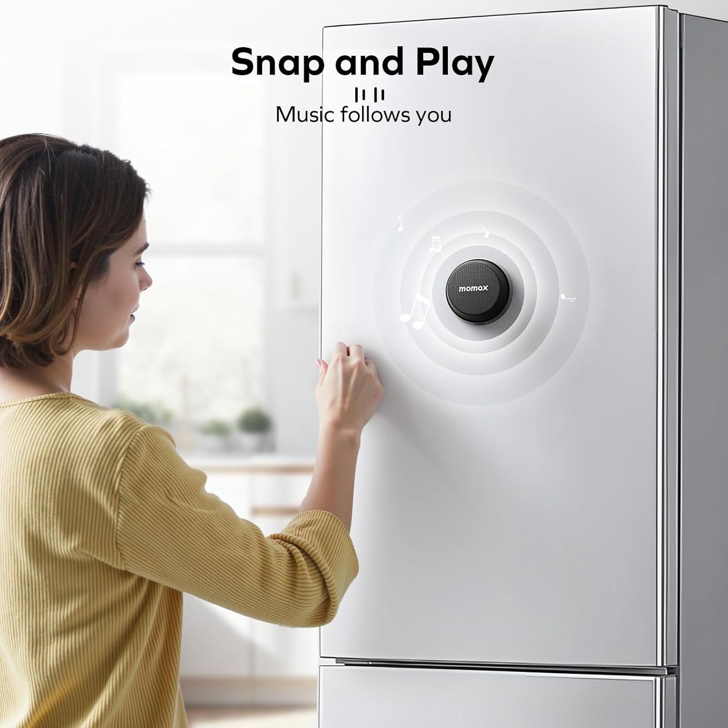 MOMAX Magnetic Portable Bluetooth Speaker - Mini Waterproof Shower Speaker with Bass, 12H Playtime, Outdoor Speaker True Wireless Stereo Pairing for Golf, Beach, Home, Travel, Gift Ideas