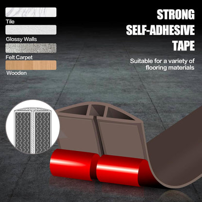 Floor Cord Cover Cable Cavity Self Adhesive Cord Hider Floor Floor Cable Management Power Cord Protector Floor Electric Cord Covers for Offices, Gym, Exhibitions (CoffeeBrown, 2.36" x 3.3')