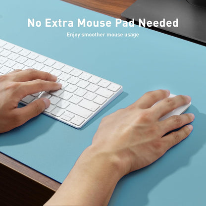 Aothia Large PU Leather Desk Pad Protector – Non-Slip Mouse Pad & Writing Mat for Office/Home, Waterproof, Easy to Clean(23.6" x 13.7", Blue Topaz)