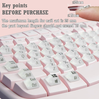 80 Pcs Keyboard Sticker for Long Nails Typing and Gaming, Symbolic and Alphanumeric Sticky Silicone Keys for Keyboards and Laptop (Translucent)