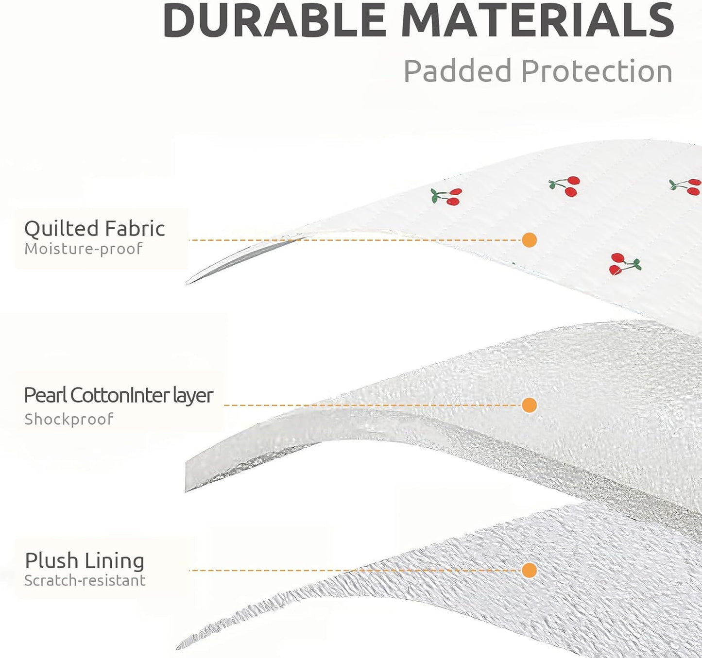 Puffy Laptop Sleeve 13-15.6 Inch Cute Quilted Laptop Protective Case Padded Floral Computer Sleeve for MacBook (B-Cherry, 15 Inch)