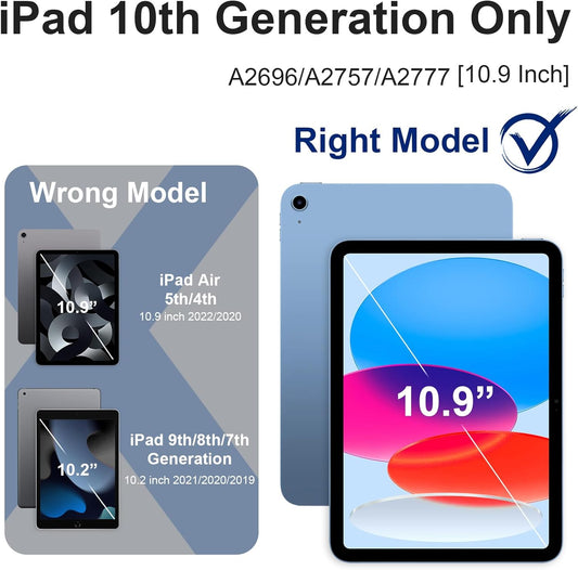 Case for iPad (A16) 11th Generation 11 Inch (2025) / iPad 10th Generation Case 10.9 Inch (2022) with 360° Rotating Stand Screen Protector Pen Holder Shoulder Strap, Navy Pink