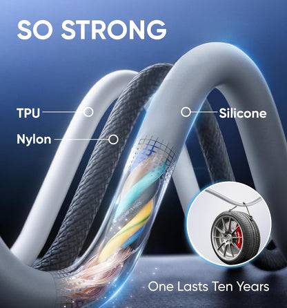 MAGIC JOHN 240W 4 in 1 Charging Cable, 6.6FT USB C to Lightning Cable [MFi Certified], Chubby USB A/C to C/Lightning with Light for iPhone/MacBook/iPad/Samsung/Switch 2, Multi Chargers for All Devices