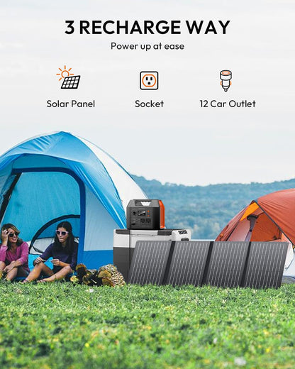 Apowking Portable Power Station 300W Rated(600W Peak), 256Wh LiFePO4 Battery, Solar Powered Power Bank with 2 AC Outlet 110V Pure Sine Wave, Solar Generator for Home Outdoor Camping Emergency