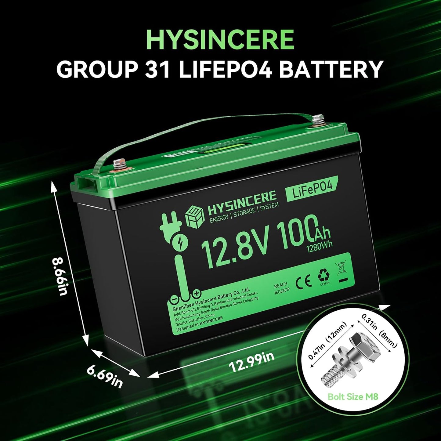 12V 100Ah LiFePO4 Battery BCI Group 31 Lithium Battery, Deep Cycle Battery with 100A BMS, 1280Wh Energy, Up to 15000 Cycles & 10-Year Lifespan for Trailer RV, Marine, Home Energy System-2 Packs