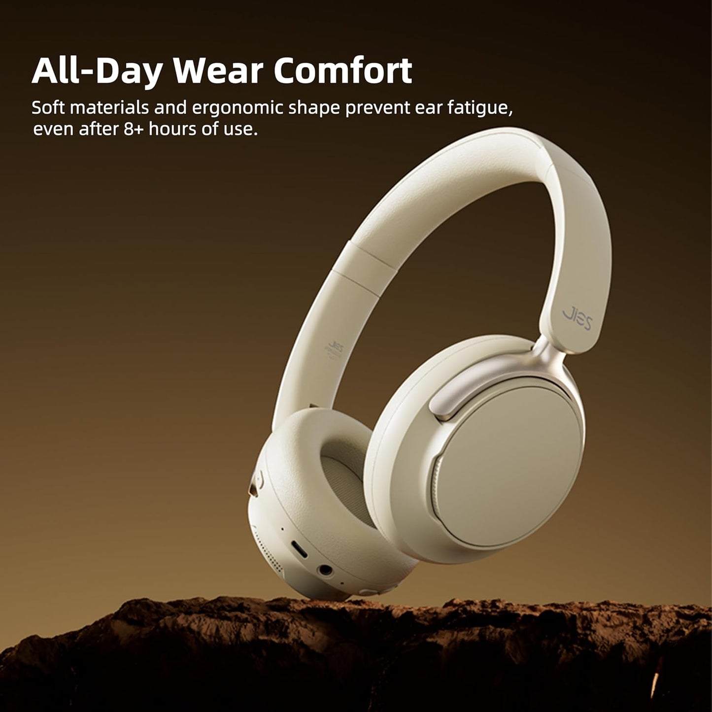 Active Noise Cancelling Headphones,Wireless Headphone with Transparent Mode,Hi-Res Audio,Deep Bass,160H Playtime,Foldable Storage Over Ear Bluetooth Headset for Daily Use/Gaming/Work/Travel-Beige