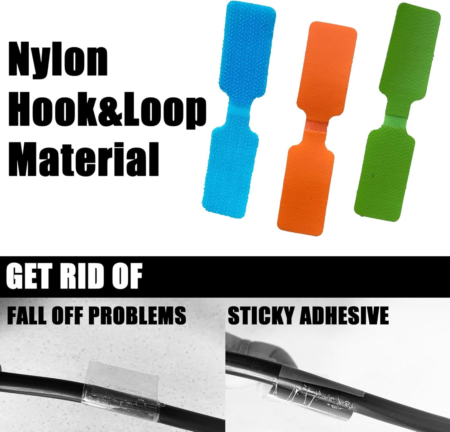 Mr-Label – 40 Pcs 0.78" x 3.54" Hook and Loop Cable Labels –Cord Tags – Upgraded Writable Cable Wraps for Clear Writing - Writable Wire Labels for Cable Management | Electronics Computers (8 Colors)