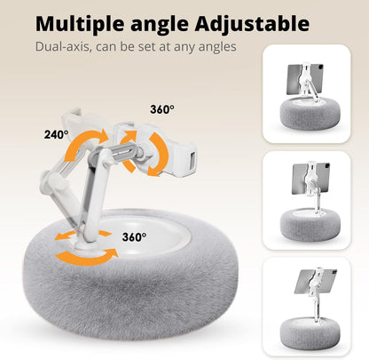 Tablet Pillow Stand for Reading, Adjustable Tablet Pillow Stand for Lap with Detachable Bowl, Fits 4.7"-13" Kindle/Phones/Tablets, Watch Videos, Stream Media, Gray