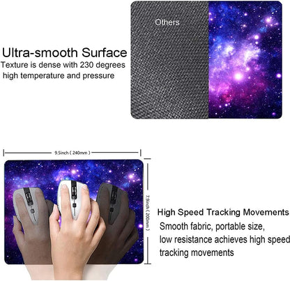 Mouse Pad, Galaxy Mouse Pad Custom Design, Square Waterproof Mouse Pad Non-Slip Rubber Base MousePads for Office Laptop, 9.5"x7.9"x0.12" Inch(Purple Blue Galaxy)