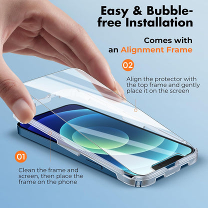 UNBREAKcable 3-Pack Screen Protector for iPhone 12 / iPhone 12 Pro, Double Shatterproof Tempered Glass [Easy Installation] [9H Hardness] [99.99% HD Clear] [Case Friendly] for iPhone 6.1 inch