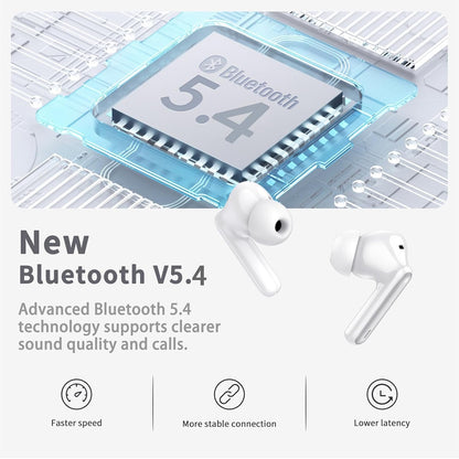 Wireless Earbuds, Bluetooth 5.4 Headphones in Ear with 4 ENC Noise Cancelling Mic, New Wireless Earphones HiFi Stereo Deep Bass 40H Playtime, In-Ear Bluetooth Earbuds LED Display IP7 Waterproof, White