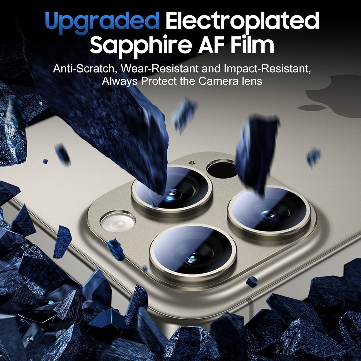 UniqueMe for 3 Pack iPhone 15 Pro/iPhone 15 Pro Max Camera Lens Protector, [Drop Protection] [Case Friendly] Camera Cover Screen [Update New Version] - All-Gold