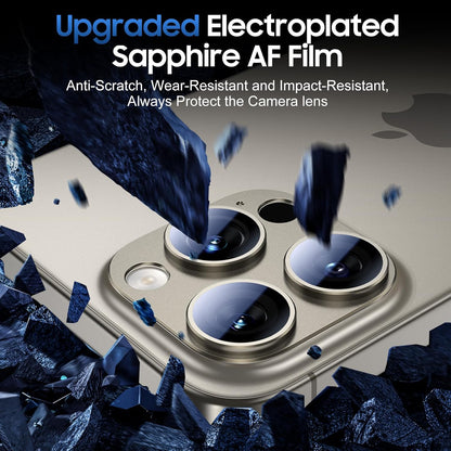 UniqueMe for 3 Pack iPhone 15 Pro/iPhone 15 Pro Max Camera Lens Protector, [Drop Protection] [Case Friendly] Camera Cover Screen [Update New Version] - All-Gold