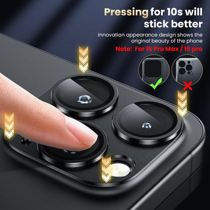 WSKEN for iPhone 16 Pro/iPhone 16 Pro Max Camera Lens Protector, [Military Grade Shatterproof] [Strong Adsorption] Metal Aluminum Alloy Tempered Glass Camera Screen Protector, Black Titanium
