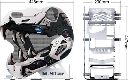 MegaPC Upgraded Open-Frame Mid-Tower Micro-ATX/Mini-ITX Gaming PC Case, Tempered Glass Side Panel, Pre-Installed ARGB PWM Fan, with USB3.0, USB-C, 240mm Radiator Support (Upgrade White)