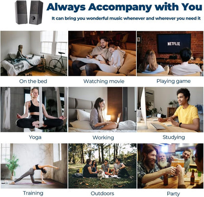 ROSON Computer Speaker, Compact Size Speaker with Headphone Jack, Enhanced Bass and Volume Control, Stereo 2.0 USB Powered 3.5mm Aux Multimedia Speakers for Laptop/Desktop/Tablets/Phone