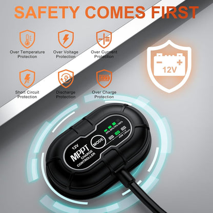 SUNER POWER 12V 50W Solar Battery Charger Maintainer, Built-in UltraSmart MPPT Controller, Adjustable Mount Bracket, Waterproof 30 Watt Solar Panel Kit for 12 Volt SLA Deey Cycle AGM Lifepo4 Battery