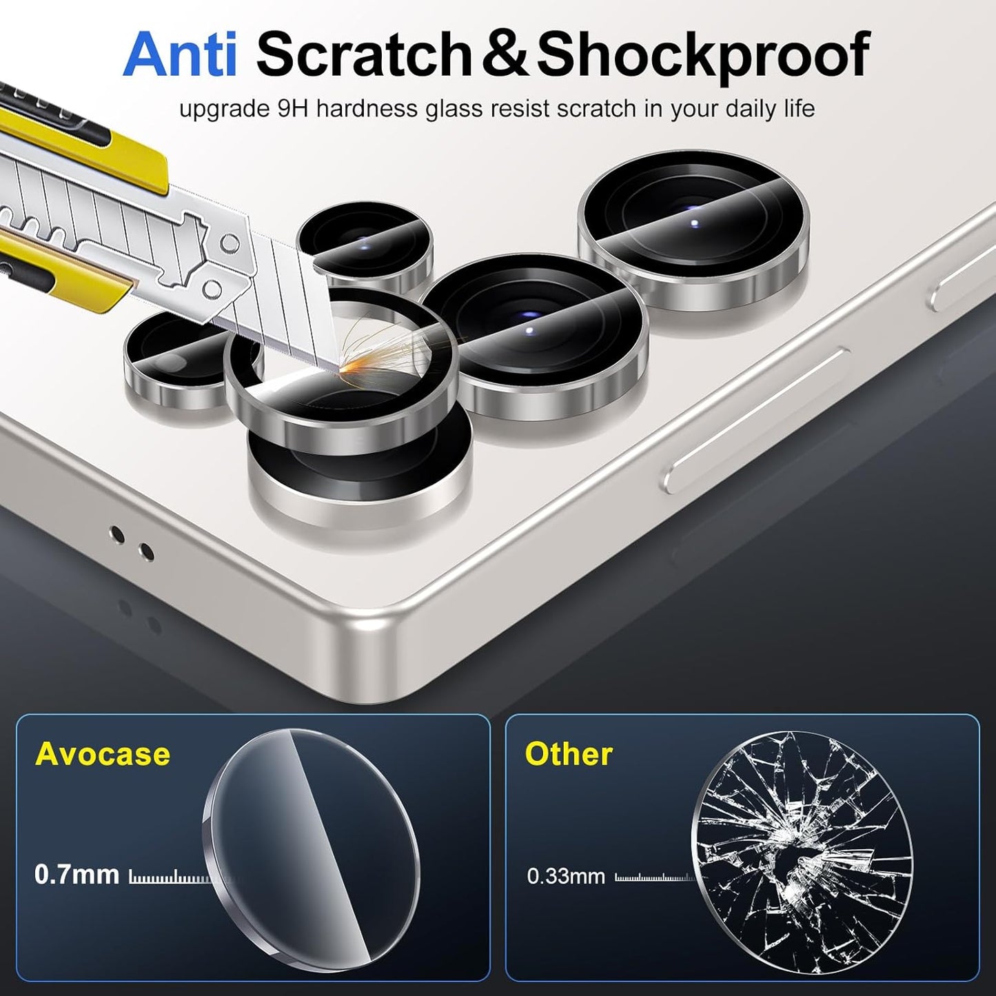 for Samsung Galaxy S25 Ultra Camera Lens Protector, Individual Metal Ring Tempered Glass Lens Cover, [Strong Adsorption] Scratch Resistant Ultra-Thin HD Clear Lens Cover, 1 Set-Gray Ring