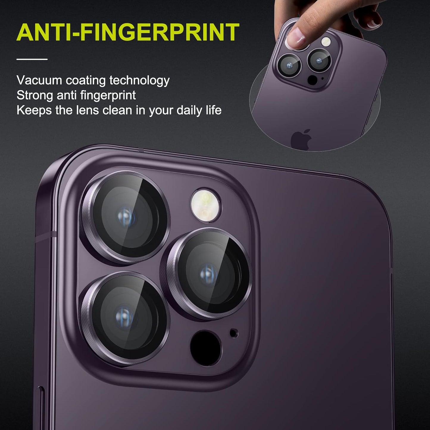 WSKEN for iPhone 14 Pro/iPhone 14 Pro Max Camera Lens Protector,[Night Shooting Mode] HD Tempered Metal Glass Camera Screen Protector Cover Film Accessories,Purple + Purple