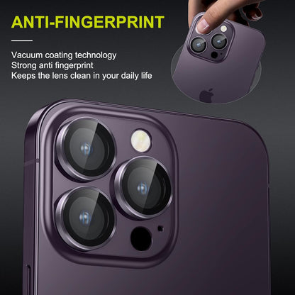 WSKEN for iPhone 14 Pro/iPhone 14 Pro Max Camera Lens Protector,[Night Shooting Mode] HD Tempered Metal Glass Camera Screen Protector Cover Film Accessories,Purple + Purple