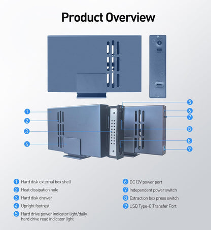 IO CREST 10Gbps Single Bay USB Type-C Enclosure for 2.5" & 3.5" SATA HDD