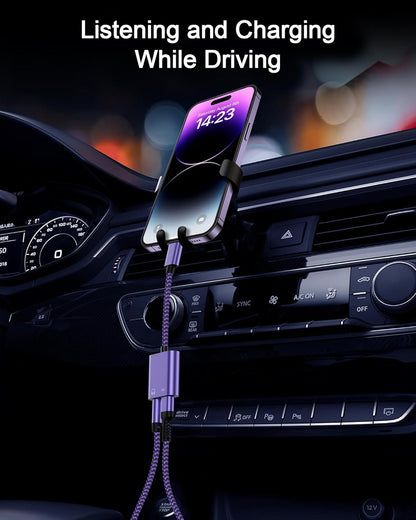 iPhone Dongle Headphone and Charger 2 in 1, Lightning to 3.5mm Audio Jack + Charge Splitter [Mfi Certified] iPhone Aux Adapter Female Converter for Apple 14 Plus 13 12 11 Pro Max XR XS iPad Mini iPod