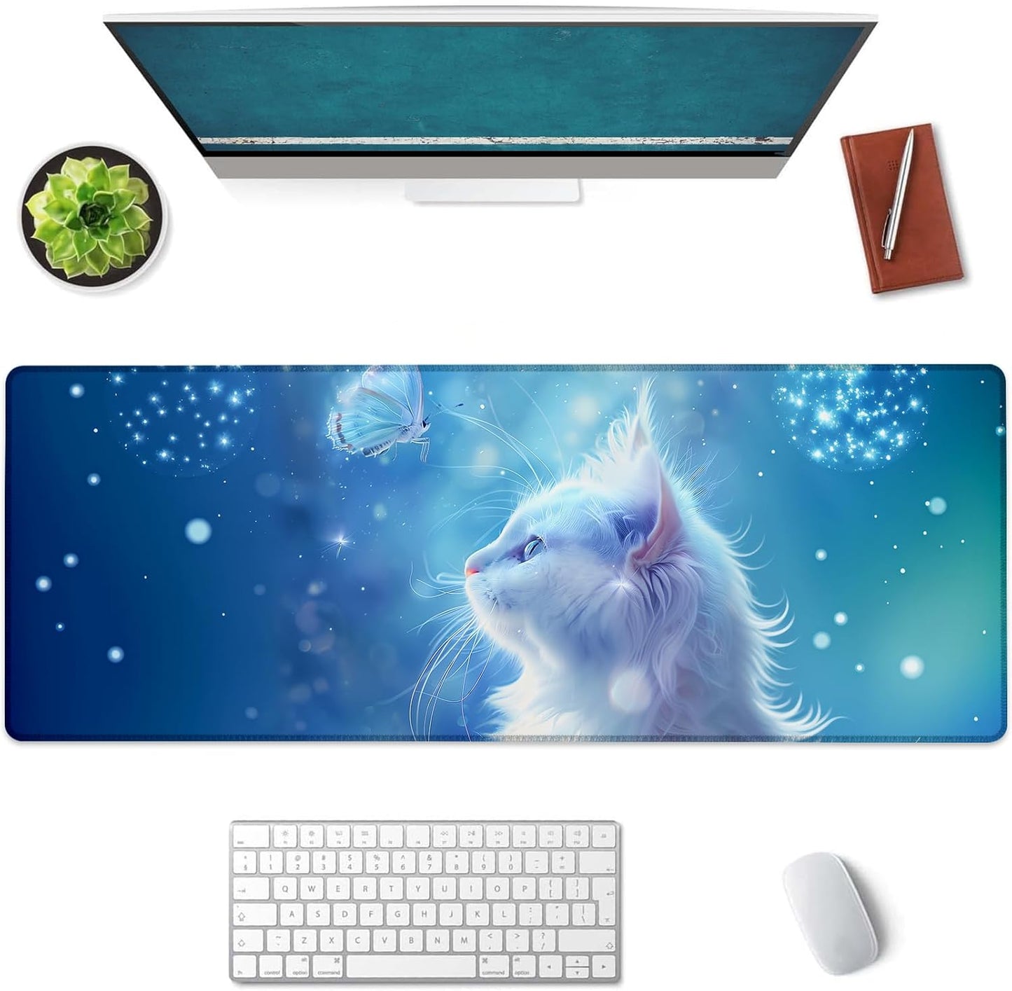 Cat Large Mouse Pad, Gaming Mouse Pad, Keyboard Mat, Non-Slip Rubber Base, Office Accessories, Desk Mat, MousePads for School, Work, Home Decor Gifts 31.5" x 11.8"