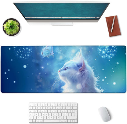 Cat Large Mouse Pad, Gaming Mouse Pad, Keyboard Mat, Non-Slip Rubber Base, Office Accessories, Desk Mat, MousePads for School, Work, Home Decor Gifts 31.5" x 11.8"