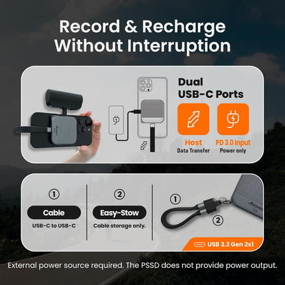 MMOMENT 512GB Magnetic External Portable SSD – 950MB/s Read – for ProRes 4K – Phone SSD Compatible with MagSafe, USB-C, USB-A, iPhone 15/16, Mac, PC (MU P100)