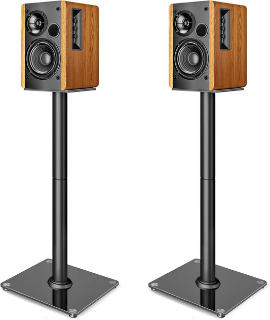 Speaker Stands Pair for Surround Sound,55 LBS Capacity,30.1 inch Floor Bookshlef Speaker Stands,Cable Management,Large Base,1 Pair,Black