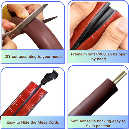 3.3ft Self Adhesive Floor Cord Cover,Heavy Duty Soft PVC Cable Protector and Extension Cord Hider,Cord Management System to Hide Wires on Floor,Cable Cavity:0.61" (W) x 0.32" (H) White