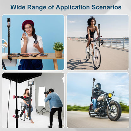 Motorcycle Mount kit for Insta36O X5 X4, Bike Handlebar Clamp Mount and 59" Invisible Selfie Stick Bundle Kit, Heavy-Duty Super Clamp Camera Ebike ATV Mount for G02/3 /3S/Ace, GoPr0 13,JC017