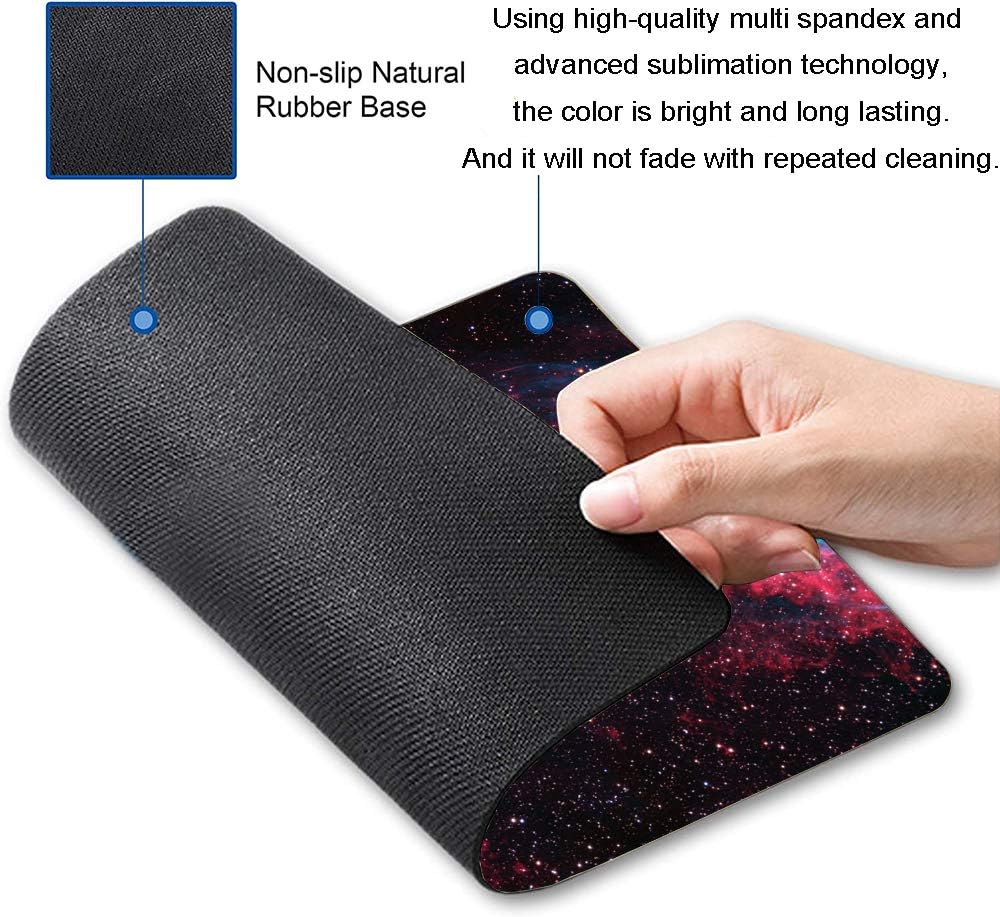Galaxy Glitter Nebula Mouse Pad, Blue Red Space, Waterproof Non-Slip Rubber Base, 9.5"x7.9" Inch