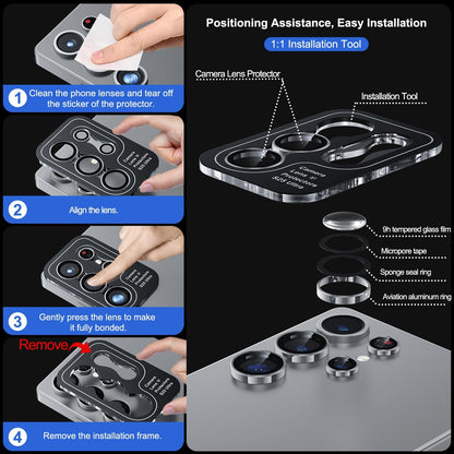 WSKEN for Samsung Galaxy S25 Ultra Camera Lens Protector - Ultra Thin Case Friendly, 9H Shatterproof Tempered Glass with Aluminum Metal Circle Camera Screen Protector Cover Accessories, Silver