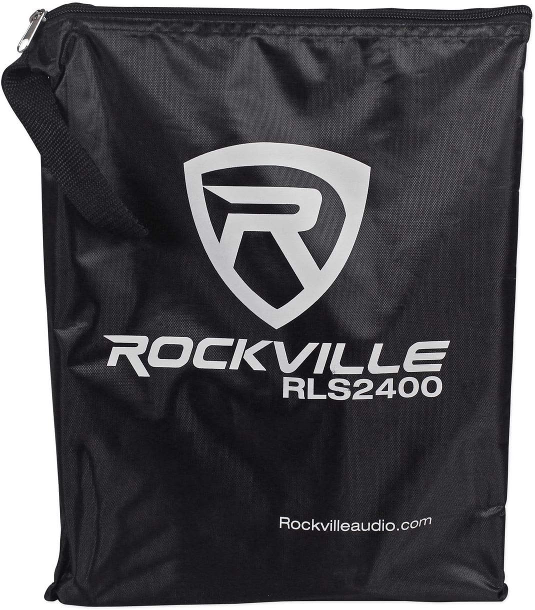 Rockville RLS2400 Lightweight Folding DJ Laptop Stand, Adjustable Height, Extra Shelf, Travel Bag, for DJs and Mobile Performers