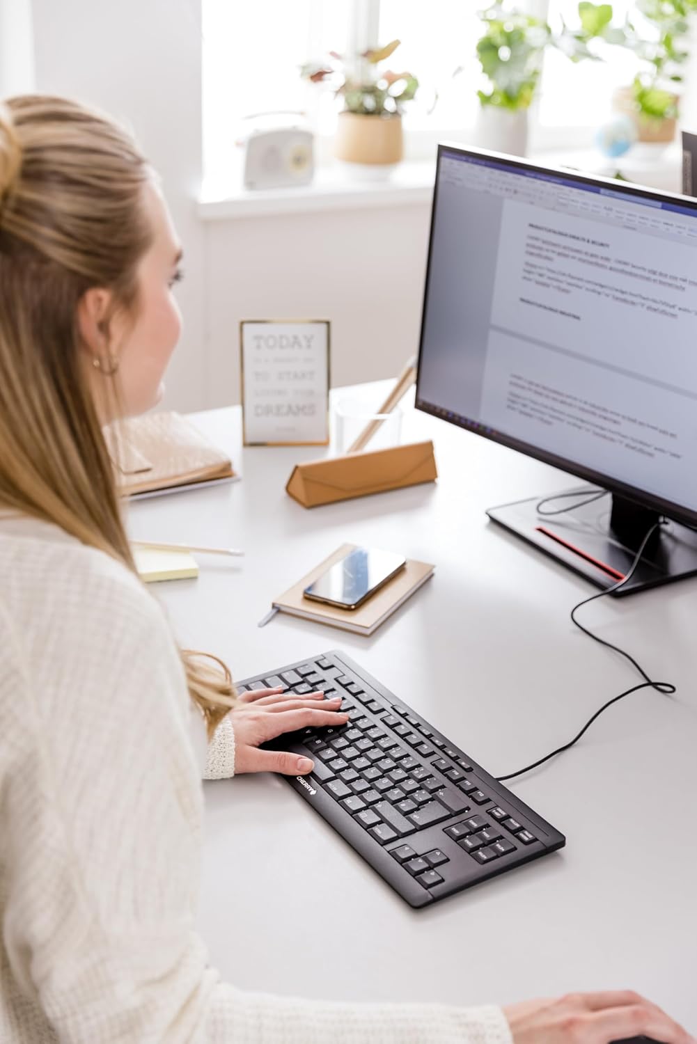 Cherry Stream Keyboard TKL Wired USB Keyboard TenKeyLess Compact Version Without Number Pad. Super Silent Keystroke. Ideal for Office and Industrial Use. White