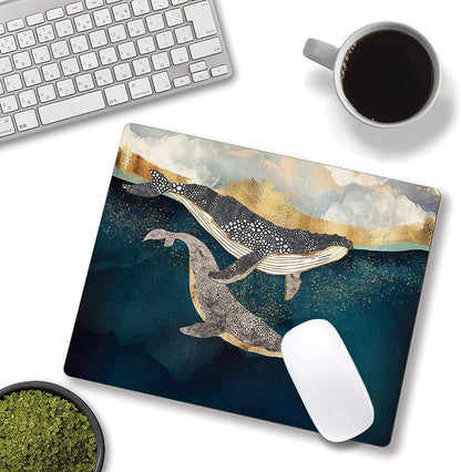 Whale Mouse Pad, Animals Art Mouse Pads, Mouse Mat Square Waterproof Mouse Pad Non Slip Rubber Base MousePads for Office Home Laptop, 9.5"x7.9"x0.12" Inch