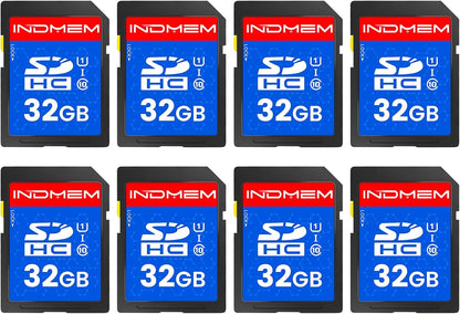 INDMEM SD Card 32GB, 8 Packs Class 10 32GB Flash Memory Card MLC Standard Secure Digital Cards Camera Card