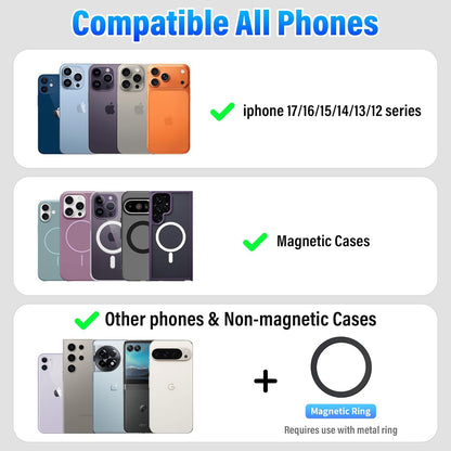 Magnetic Phone Holder for Magic Keyboard, Slim Portable Foldable Magnetic Phone Stand for iPad/Samsung Keyboard Cases, Compatible with Magsafe and Non-Magsafe All Phone (Purple)