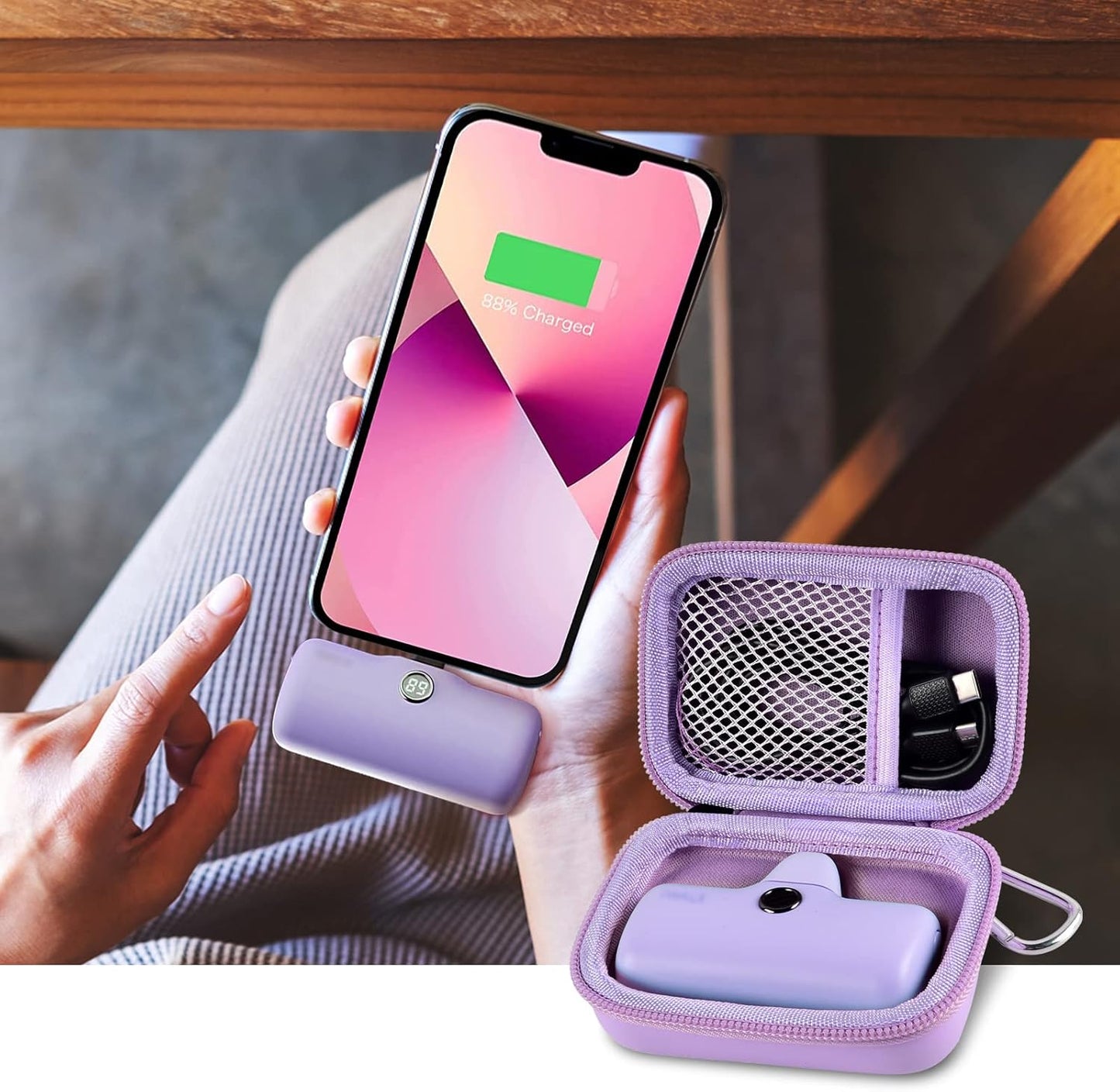Portable Charger Power Bank Case for Swyop/for Feob/for Charmast/for JEJILL/for LanLuk/for VEGER/for iWALK/for Taegila/for Kuulaa and More Small Charging Battery Pack - Bag Only (Purple)